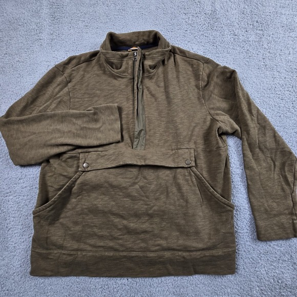 LL Bean Signature Pullover 1/2 Zip Mens Large Slim Fit Front Zip Pocket - Picture 2 of 10